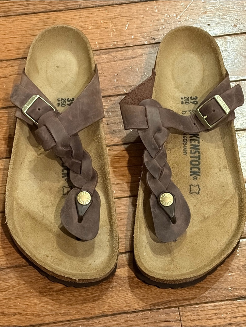 Birkenstock Brown Braided Toe-Post Sandals  Size 39  M6 W8 Unisex